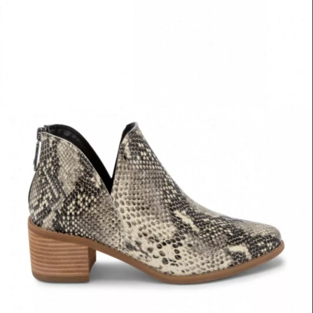 Blondo Esmee Snakeskin Print Leather Bootie - Waterproof, Low, Cut Out, Zip
